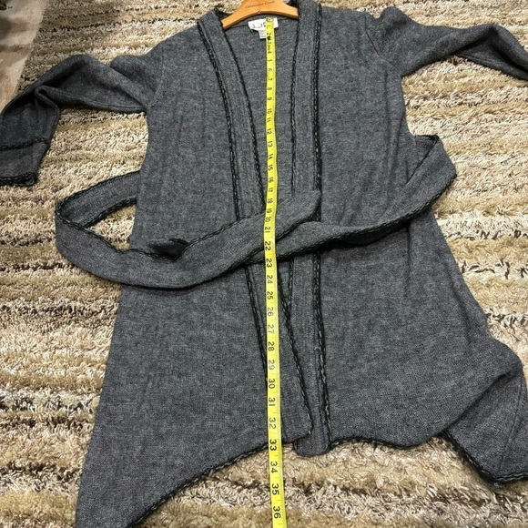 Joseph Ribkoff size 4 Cardigan Sweater Open Front Attached Belt Gray - Picture 8 of 9
